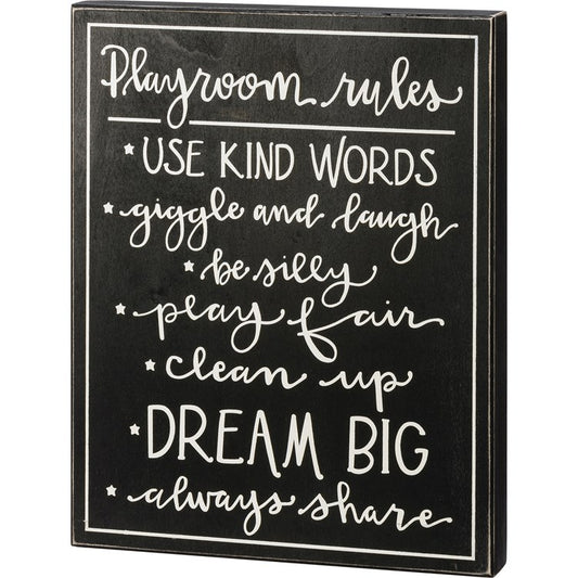 Playroom Rules Box Sign