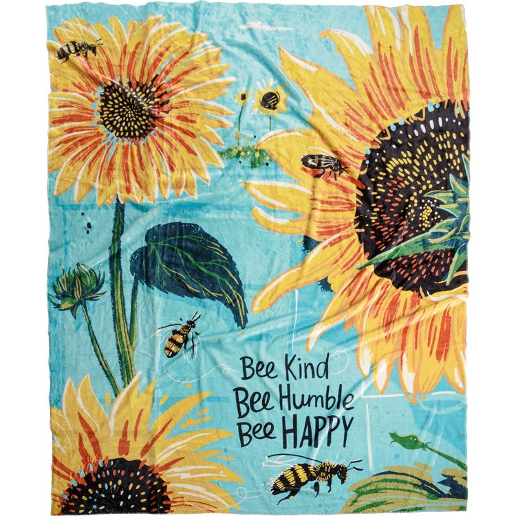 Bee Kind Be Humble Bee Happy Throw Blanket