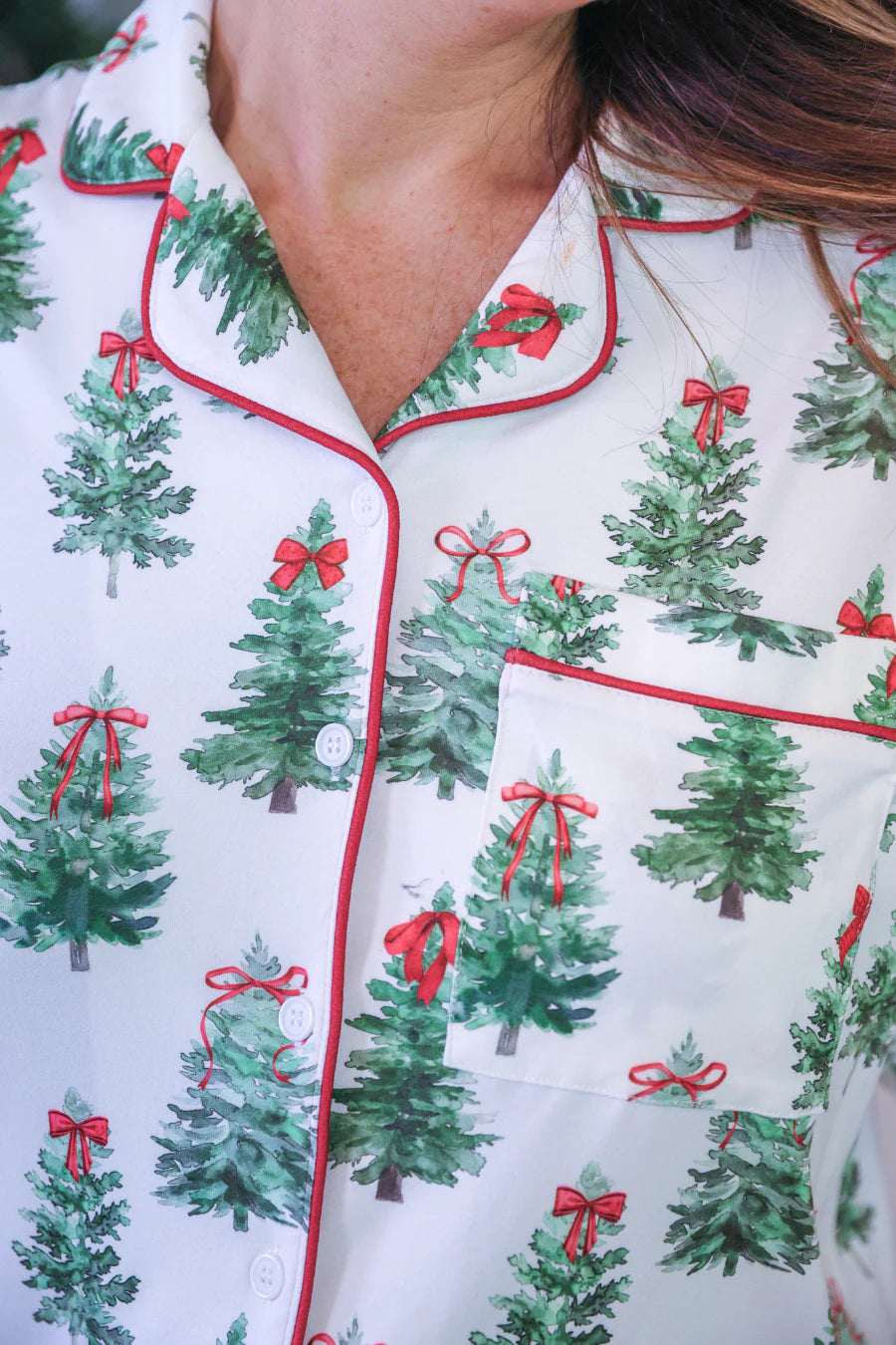 Under the Tree Ruffle Christmas Pajama Set