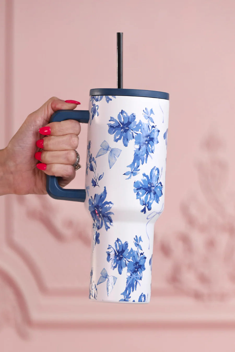 Blue Blossom 40oz Travel Tumbler
