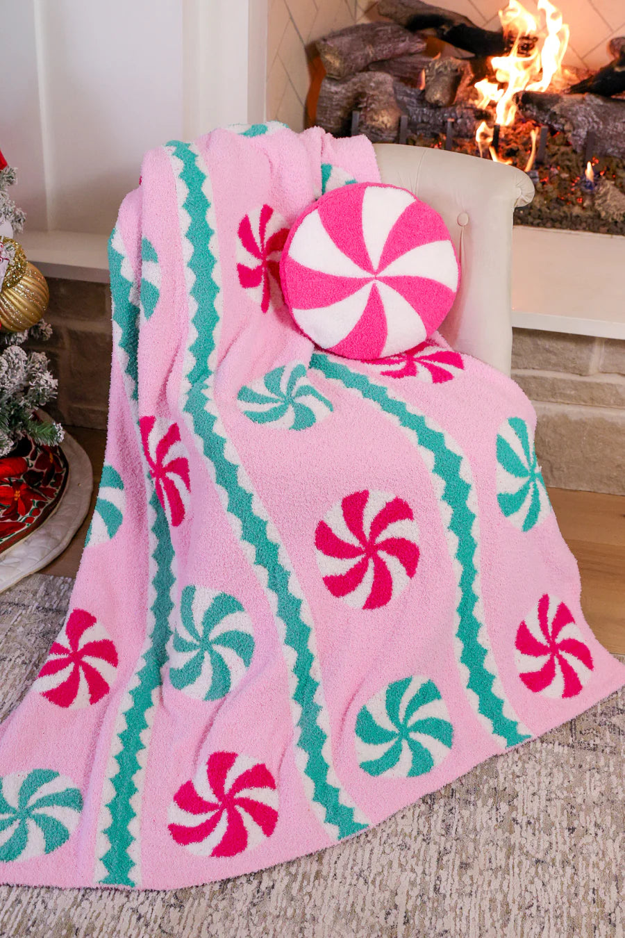 Pink Peppermint Swirl Blanket