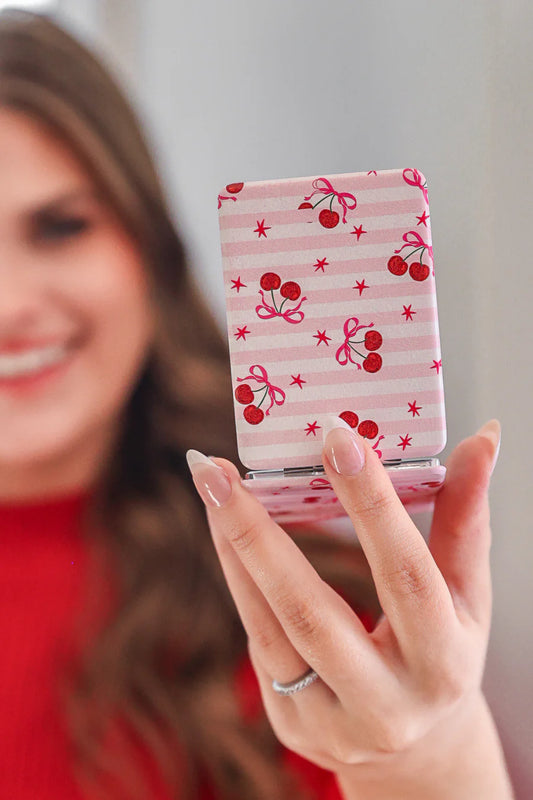 Cherry & Stripes Compact Mirror