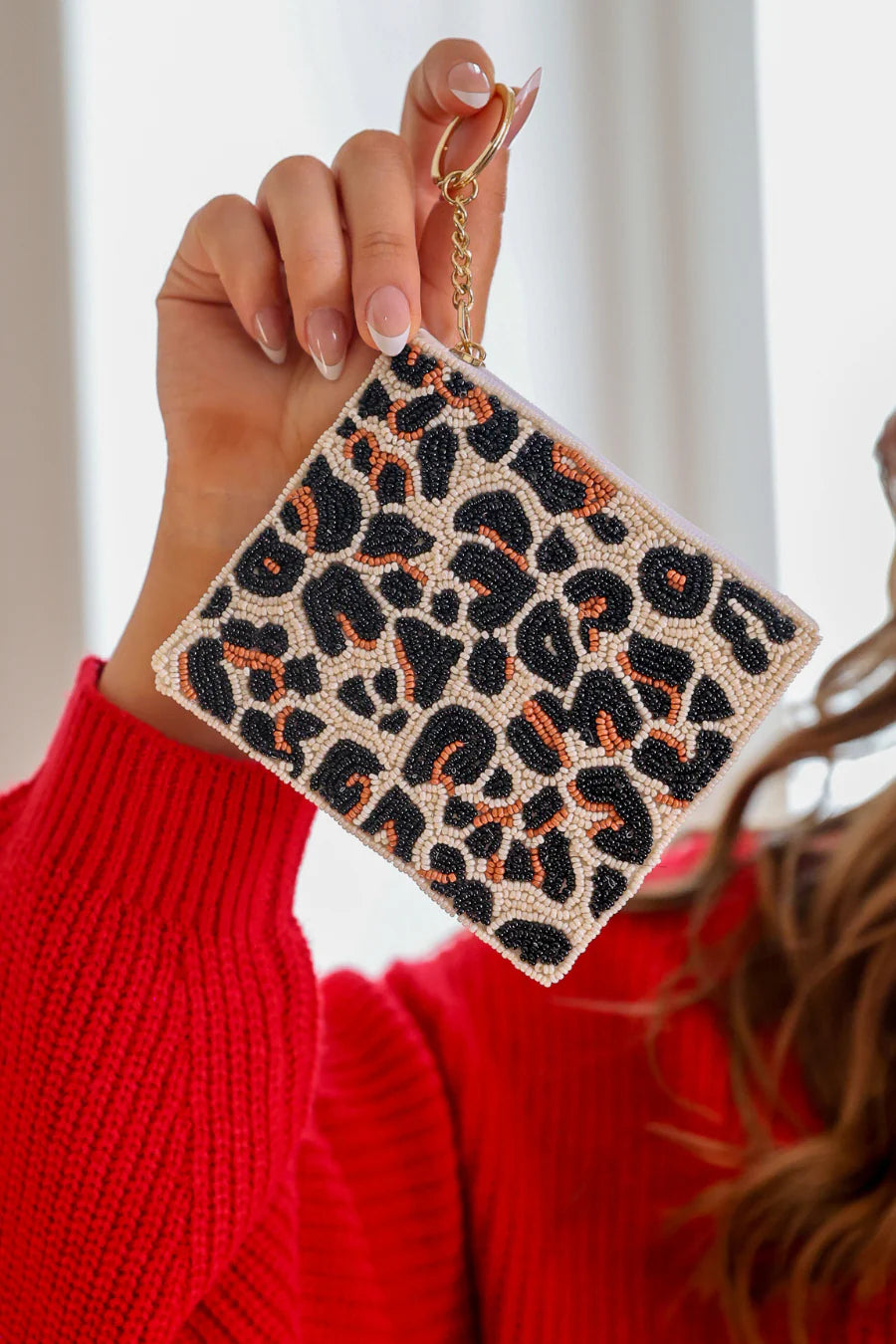 Wild & Chic Leopard Beaded Coin Purse
