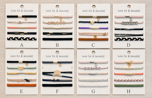 Set of 5 Hair Tie Bracelets | Cute Stretchy Wrist Hair Bands for Women & Girls