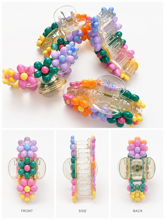 3D Floral Hair Clip | Chunky Flower Claw Clip Cute Boutique Hair Accessory