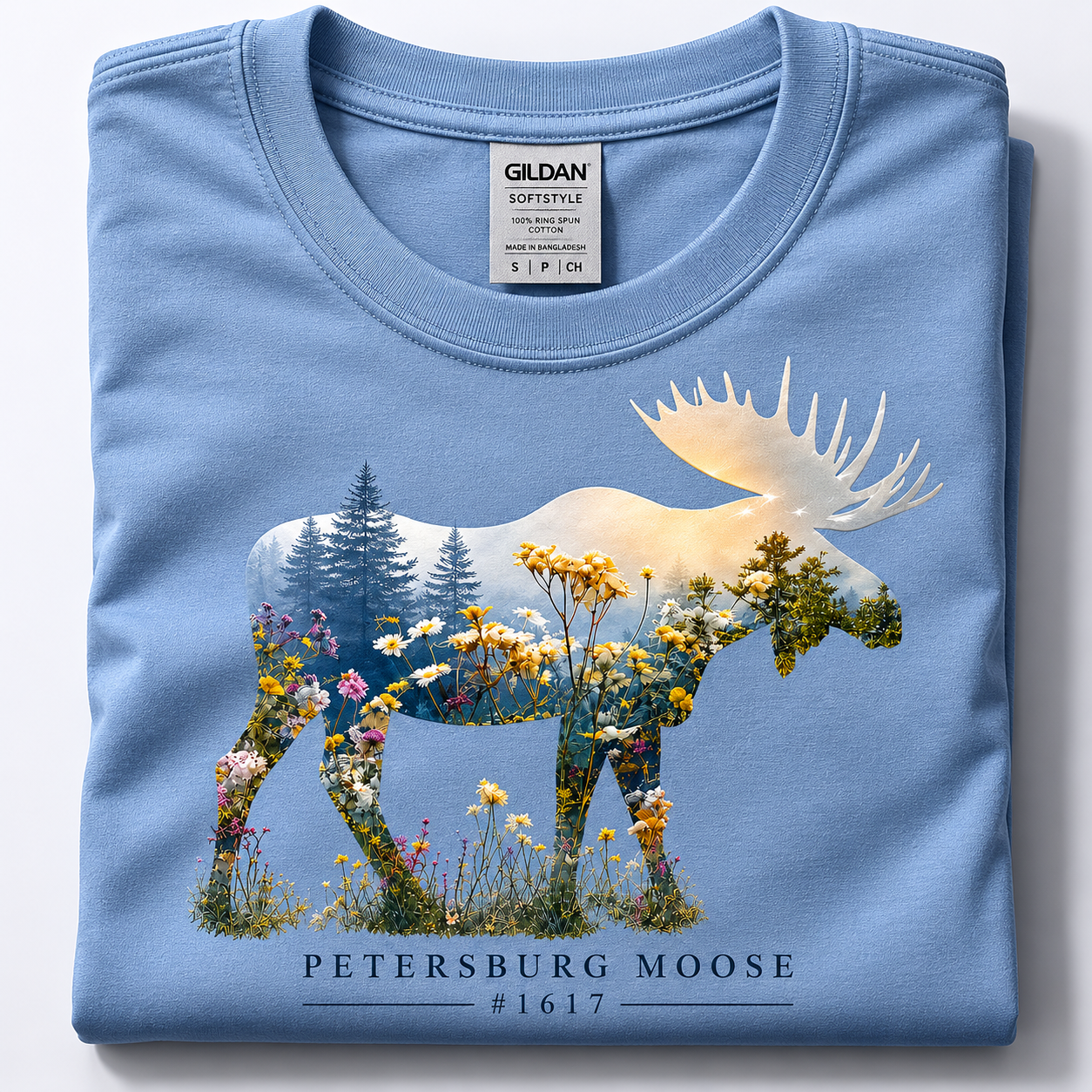 Petersburg Moose #1617 Scenic Moose Graphic T-Shirt | Country Nature Moose Tee