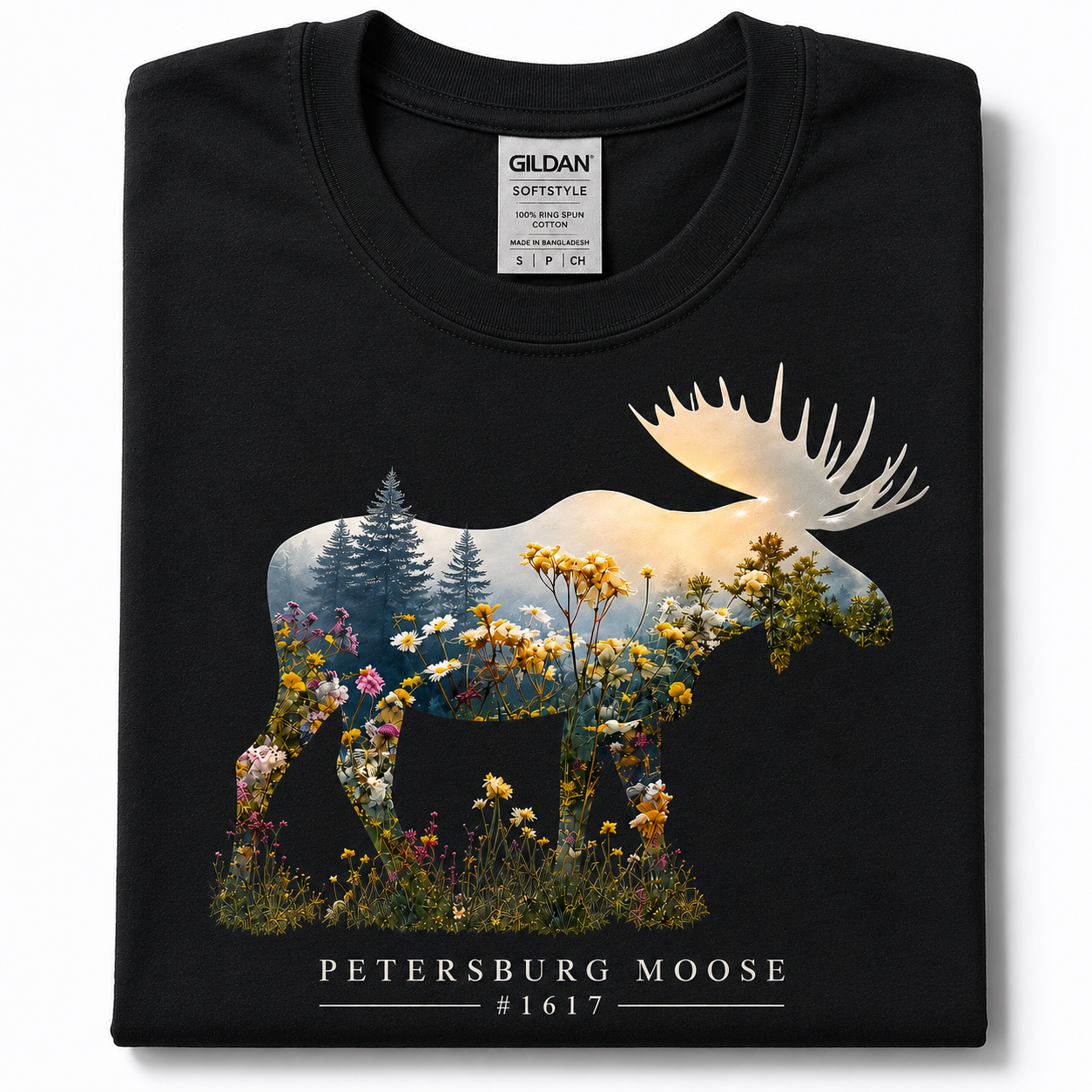 Petersburg Moose #1617 Scenic Moose Graphic T-Shirt | Country Nature Moose Tee