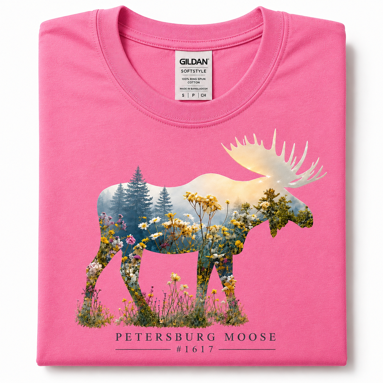Petersburg Moose #1617 Scenic Moose Graphic T-Shirt | Country Nature Moose Tee