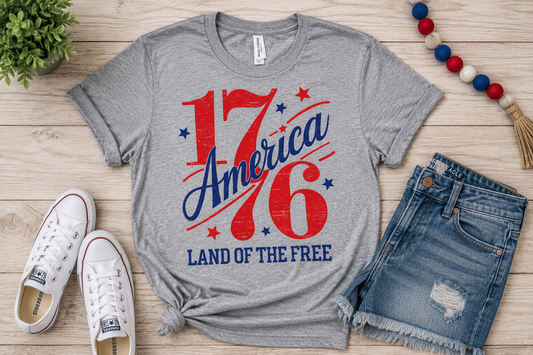 1776 America Land of the Free Bella Canvas Patriotic Graphic Tee