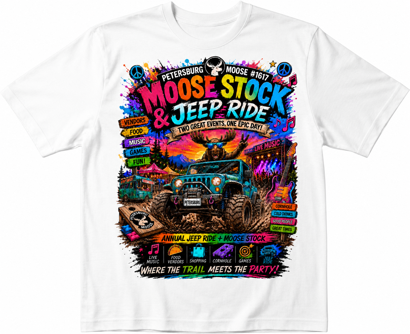 Petersburg Moose Stock & Jeep Ride T-Shirt | Moose Lodge #1617 Event Tee
