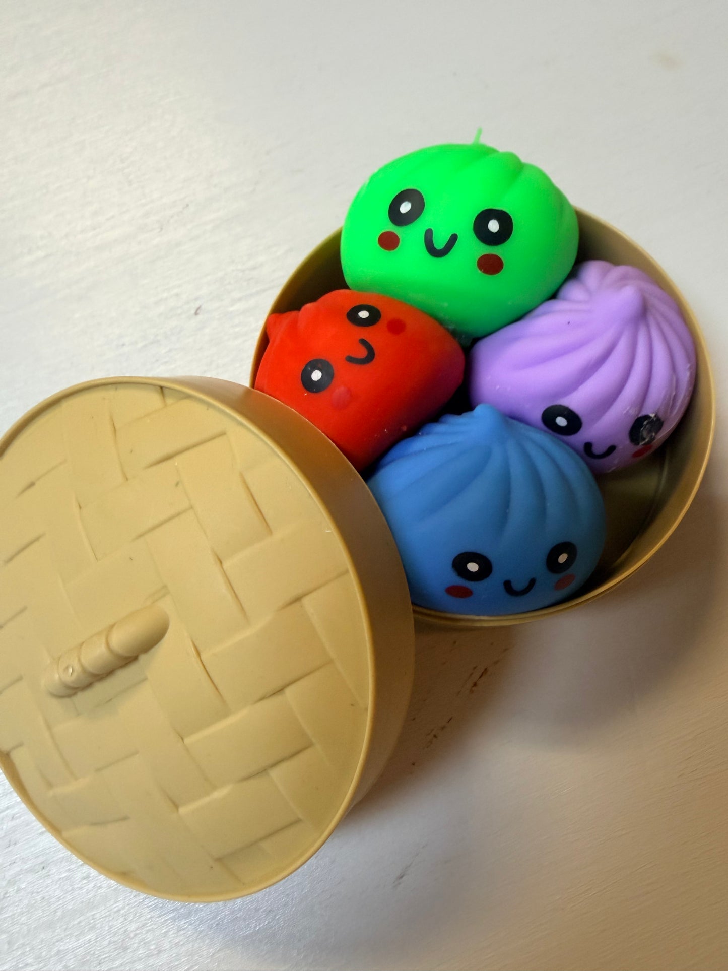 Mini Squishy Dumplings in Steamer Pot | Set of 4 Cute Sensory Fidget Toys