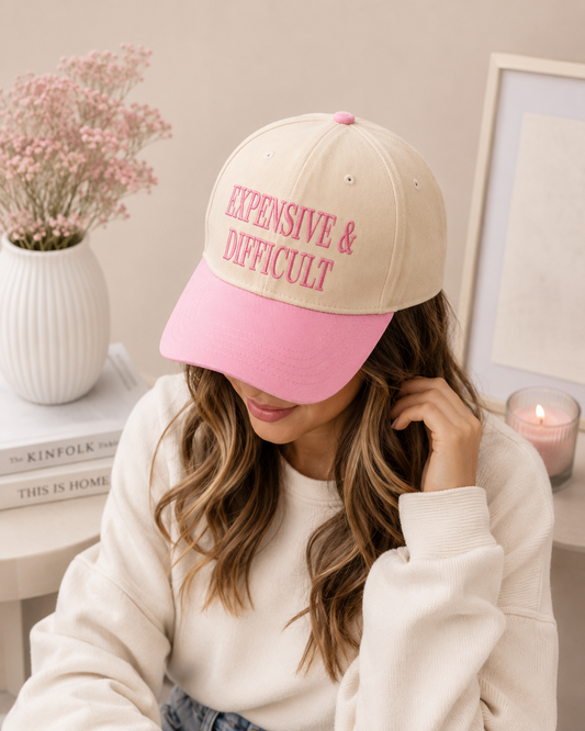 “EXPENSIVE & DIFFICULT” Embroidered Baseball Cap | Adjustable Trendy Hat