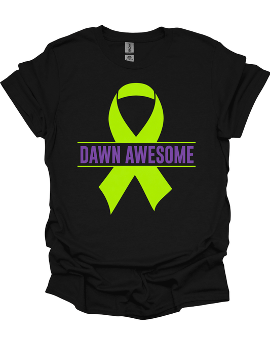 #DawnAwesome Non-Hodgkin's Lymphoma Awareness Ribbon Fundraiser T-Shirt | Gildan Softstyle Unisex Tee