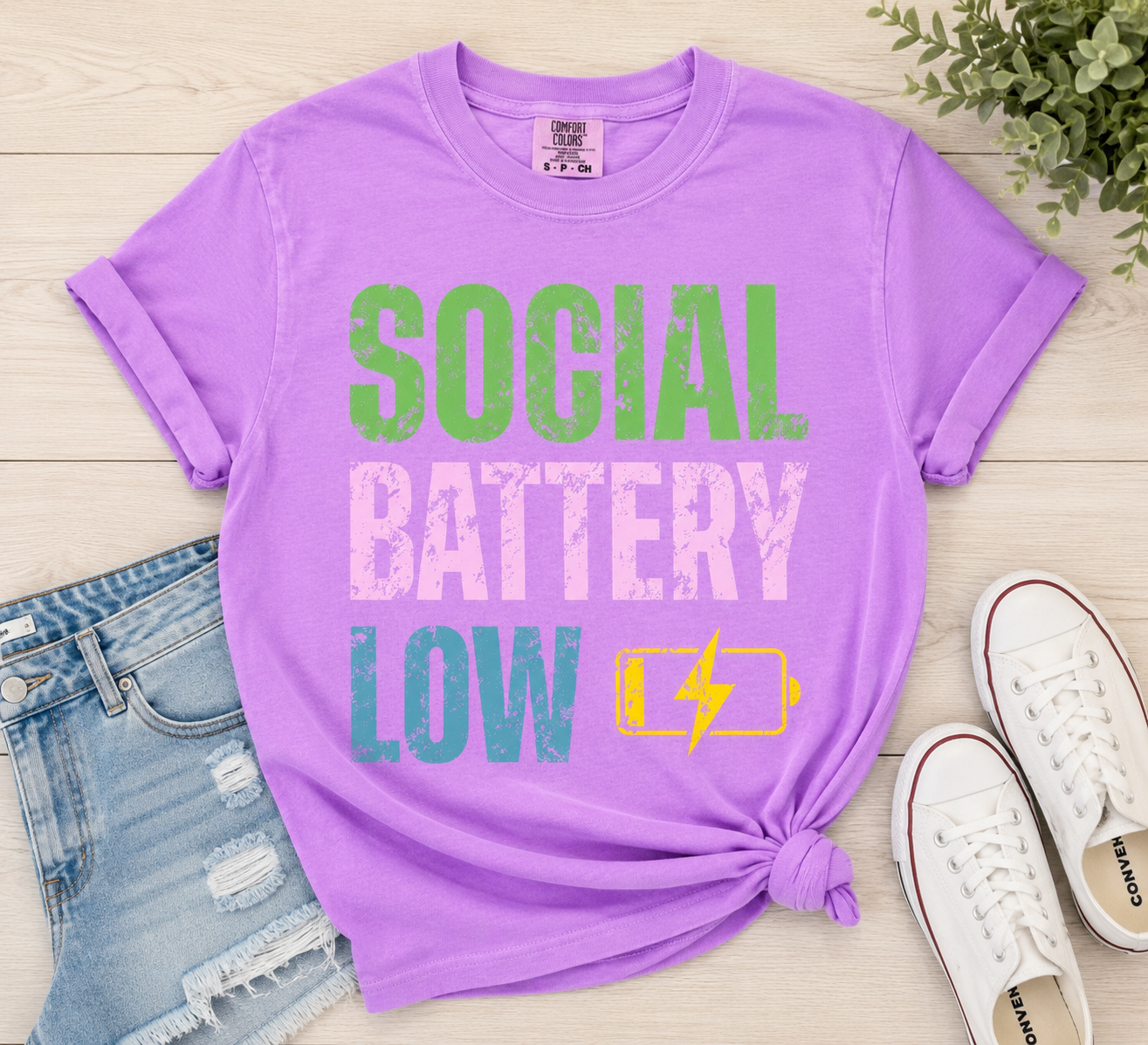Social Battery Low Graphic T-Shirt | Comfort Colors Introvert Tee