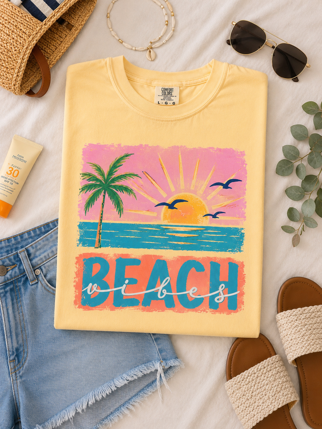 Sunshine & Sand Beach Graphic Tee | Comfort Colors Summer Shirt