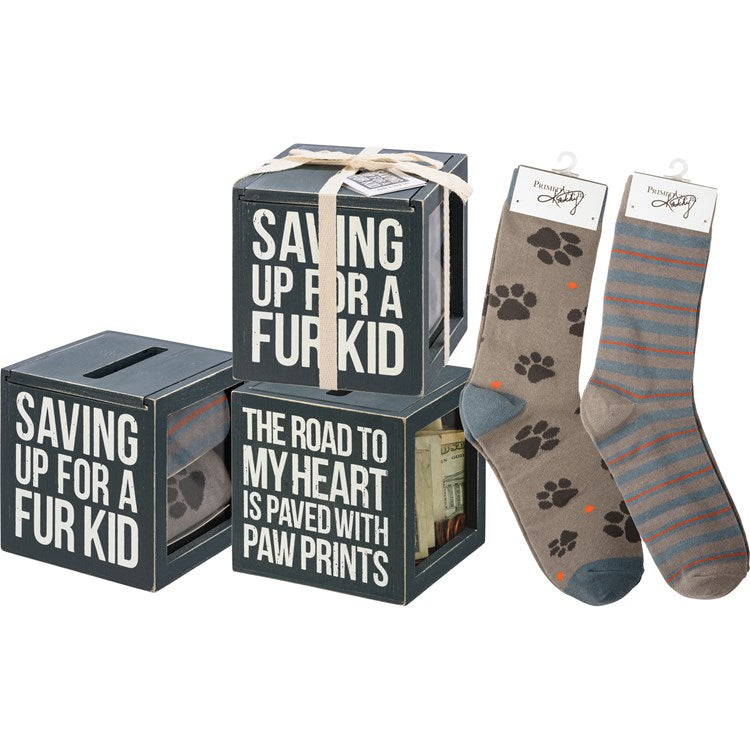 Saving Up For A Fur Kid Bank And Socks Set