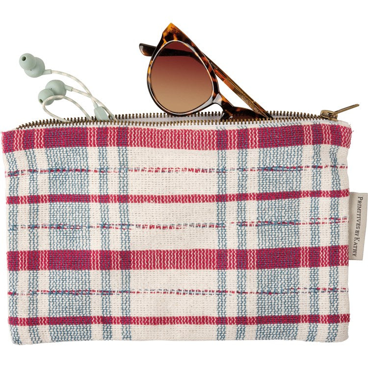 Pink Plaid Zipper Pouch