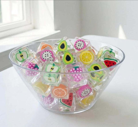Mini Fruit Cube Squishy | Clear Sensory Squeeze Toy with Surprise Fruit