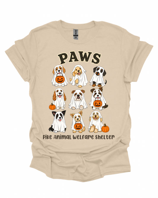 PAWS Halloween Ghost Dogs Fundraiser T-Shirt | Gildan Softstyle Unisex