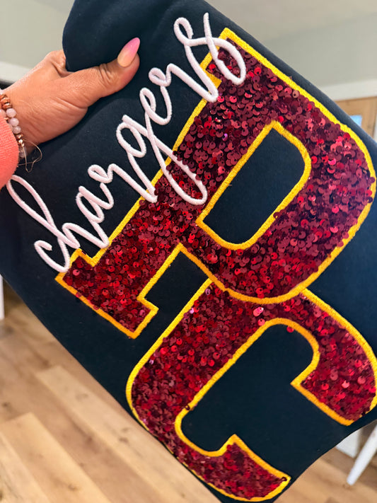 Chargers Sequin Embroidered Crewneck | The Sideline Standard