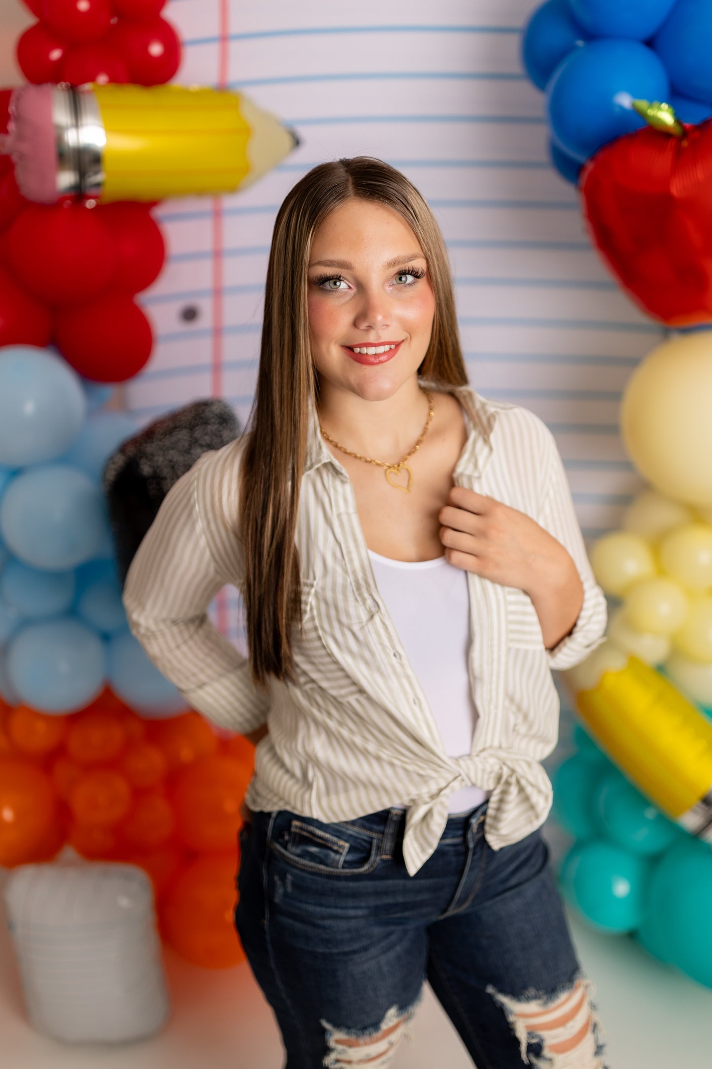 Striped Collared Button Down Shirt | Lightweight Roll-Tab Sleeve Rayon Top
