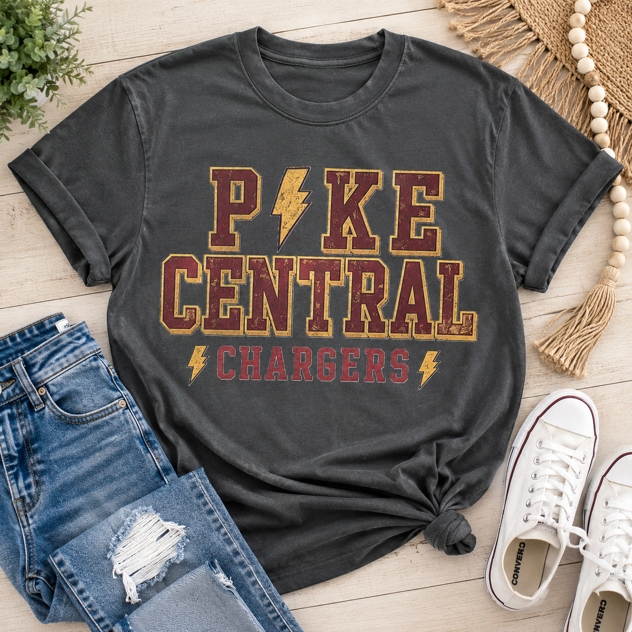 Pike Central Chargers Vintage Lightning Graphic Tee