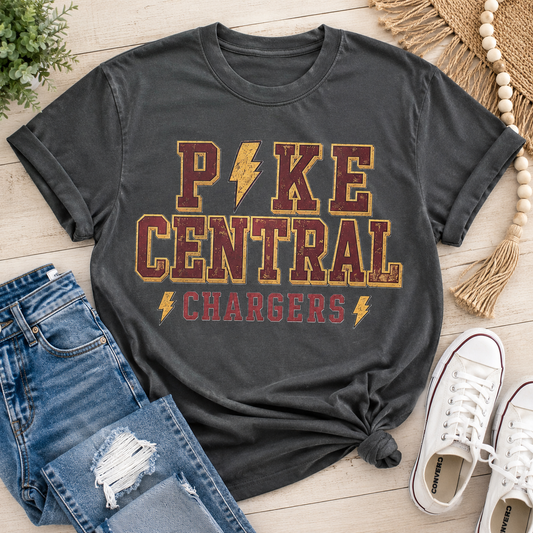 Pike Central Chargers Vintage Lightning Graphic Tee
