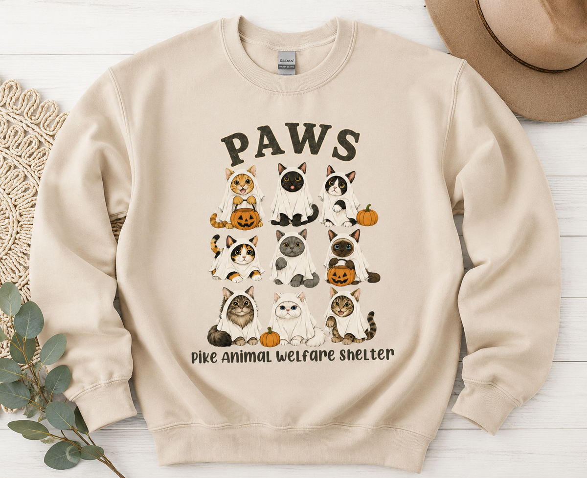 PAWS Halloween Ghost Cats Fundraiser T-Shirt & Crewneck
