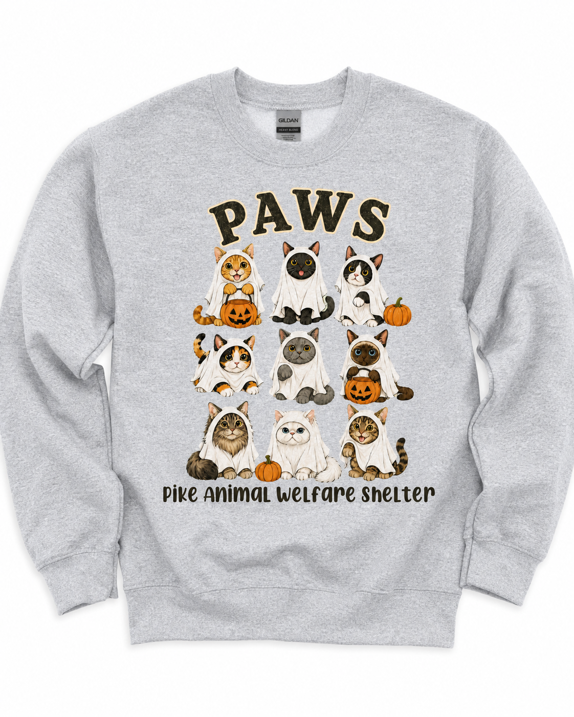 PAWS Halloween Ghost Cats Fundraiser T-Shirt & Crewneck
