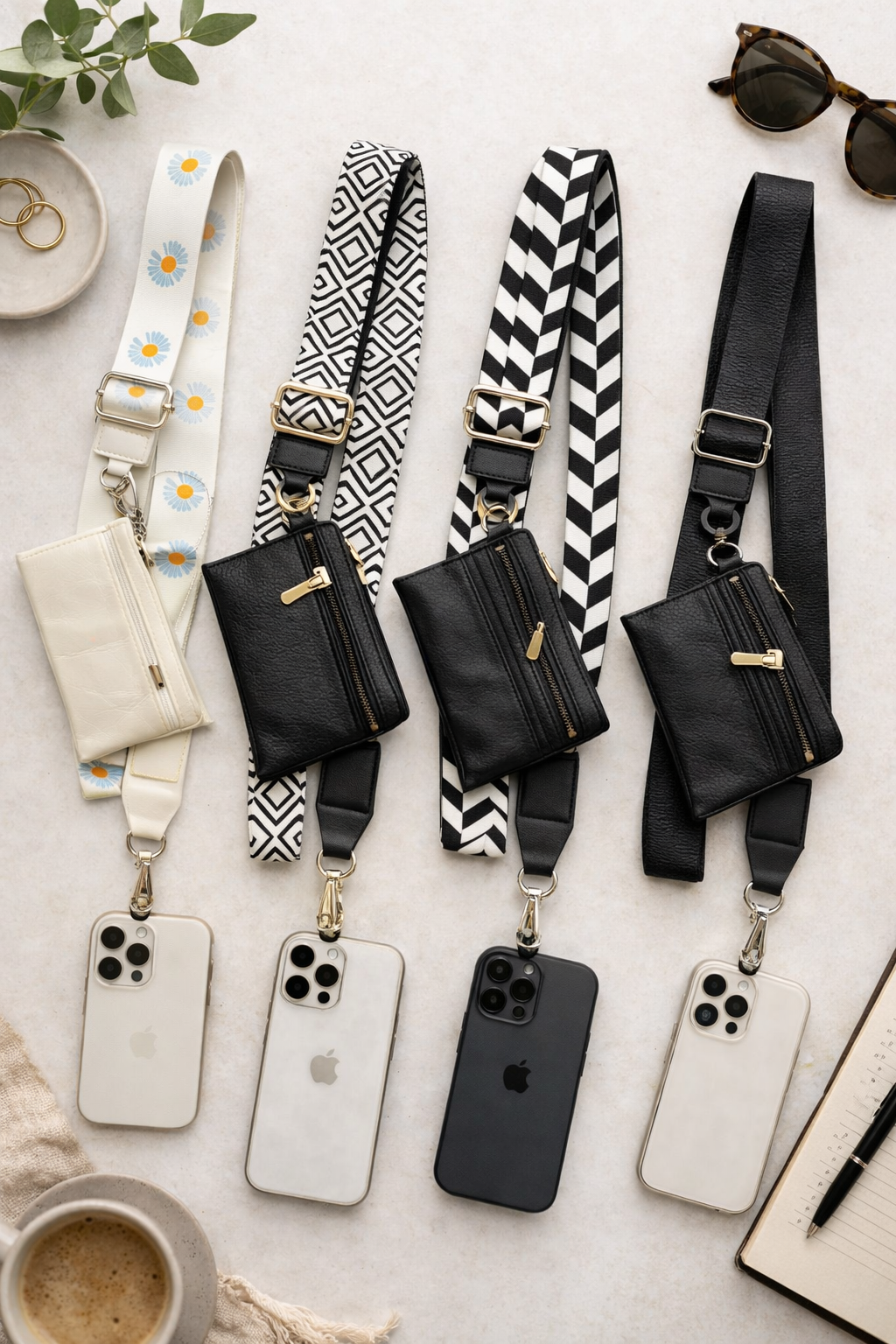 Clip and Go Crossbody Duo Phone Strap and Wallet Hands Free Cell Phone Purse