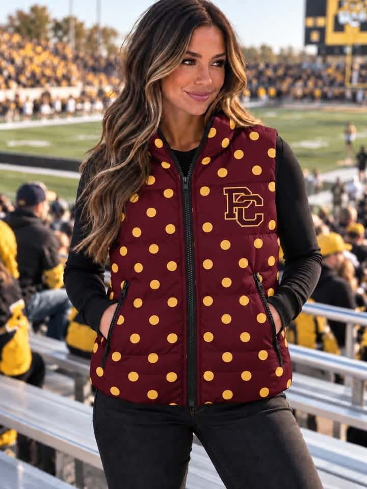Custom Pike Central Chargers Puffer Vest - Polka Dot