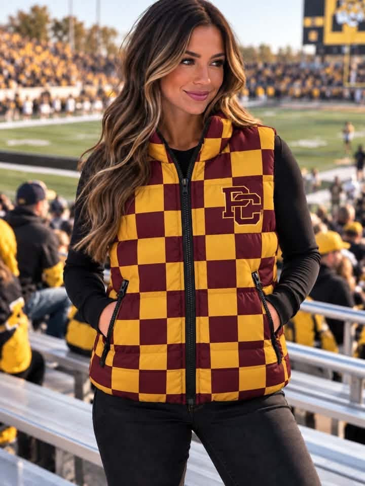 Custom Pike Central Chargers Puffer Vest - Checkered