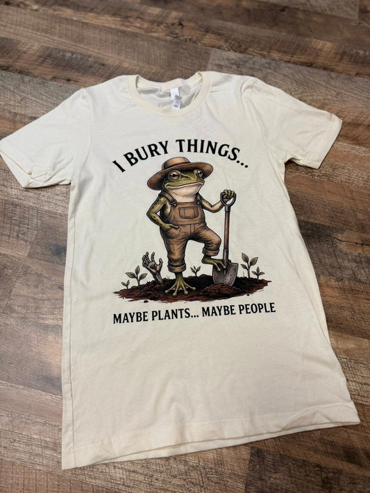 Bella Canvas Funny Frog Graphic Tee – “I Bury Things… Maybe
