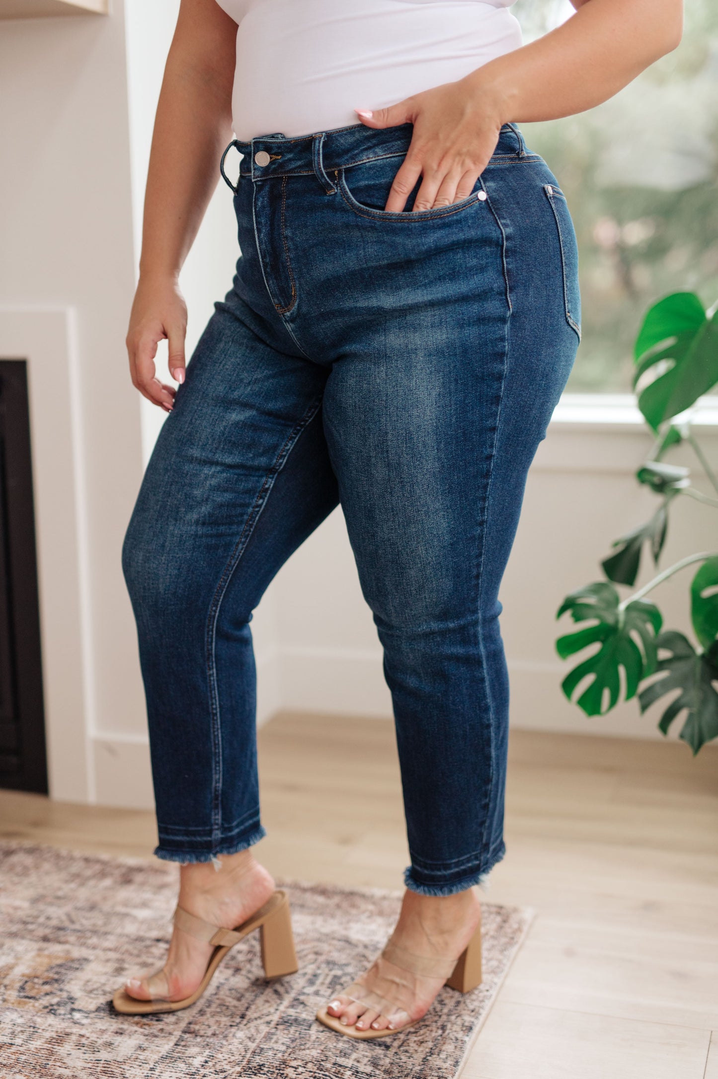 Judy Blue High Rise Release Hem Slim Jeans