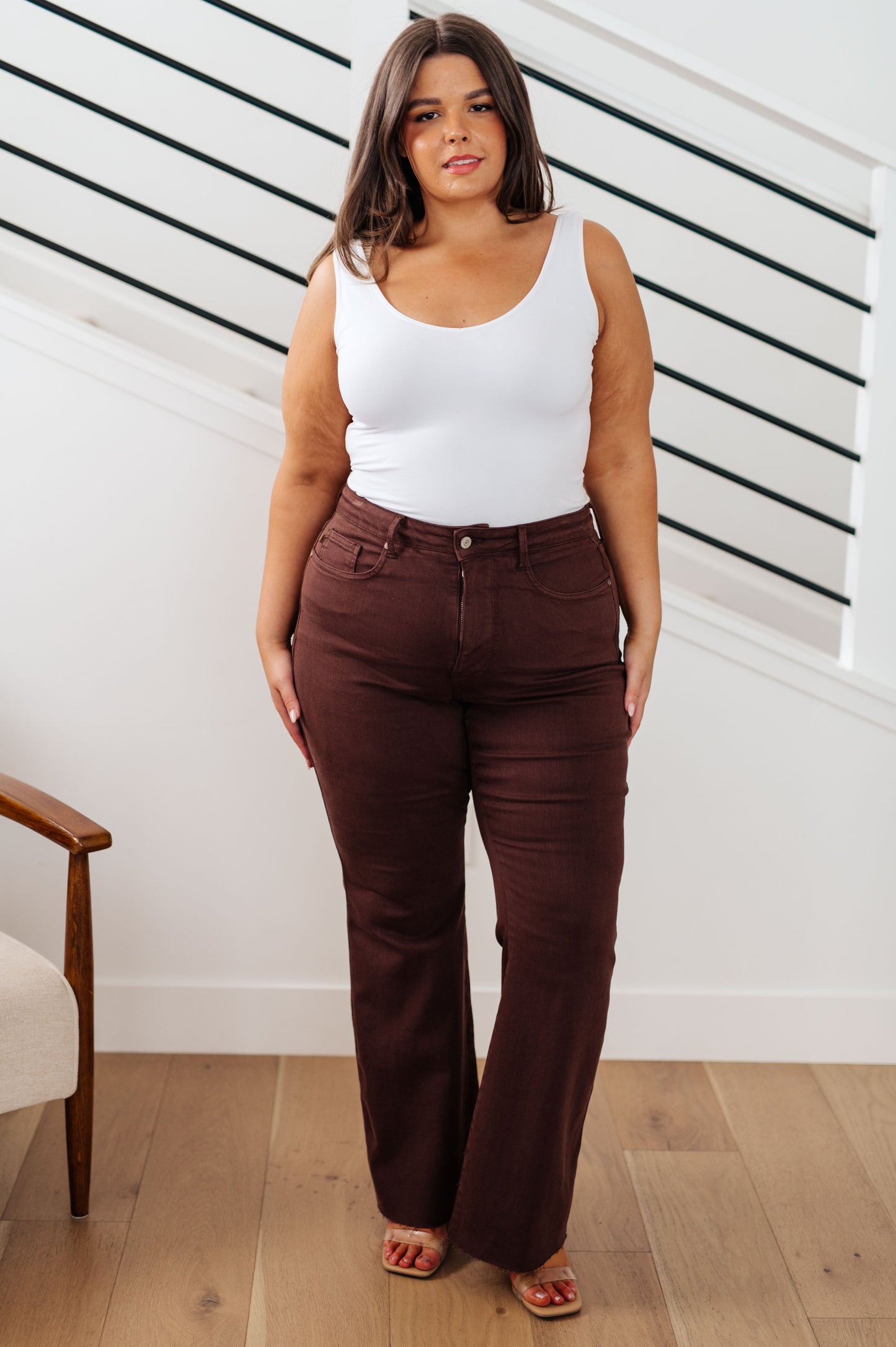 Judy Blue  High Rise Control Top Flare Jeans in Espresso