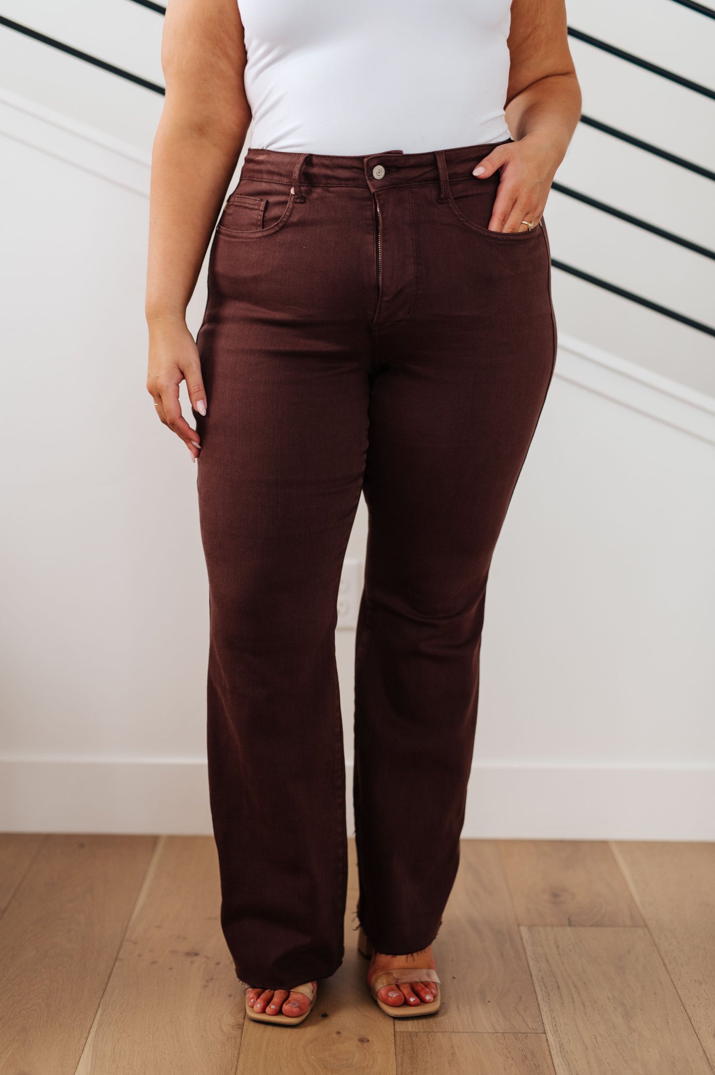 Judy Blue  High Rise Control Top Flare Jeans in Espresso