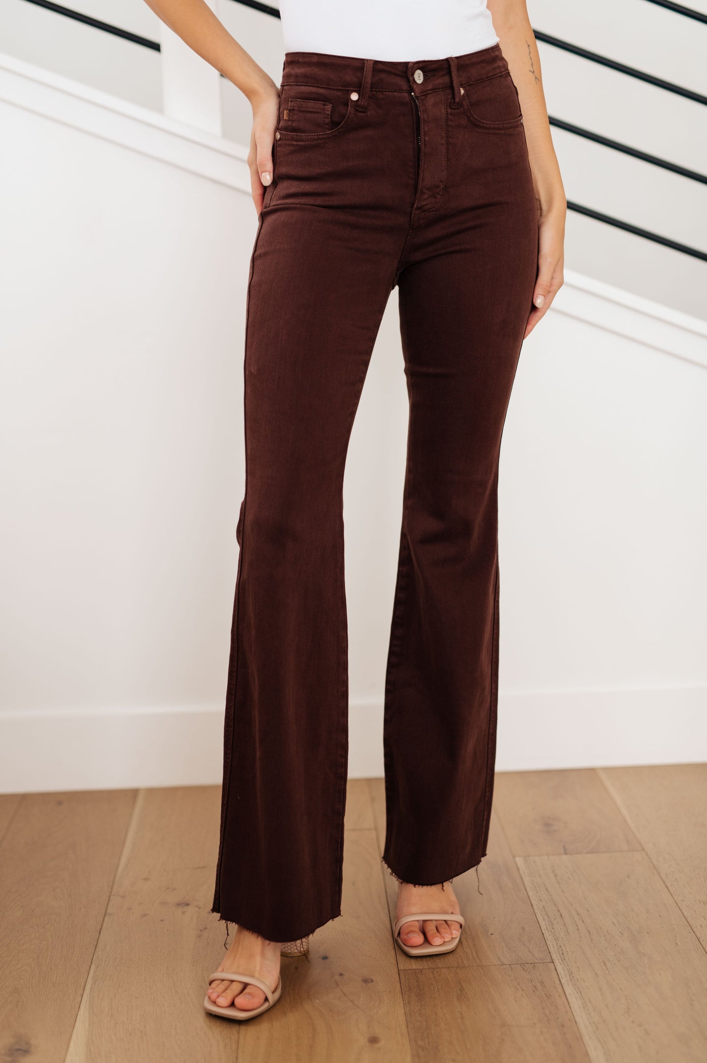 Judy Blue  High Rise Control Top Flare Jeans in Espresso