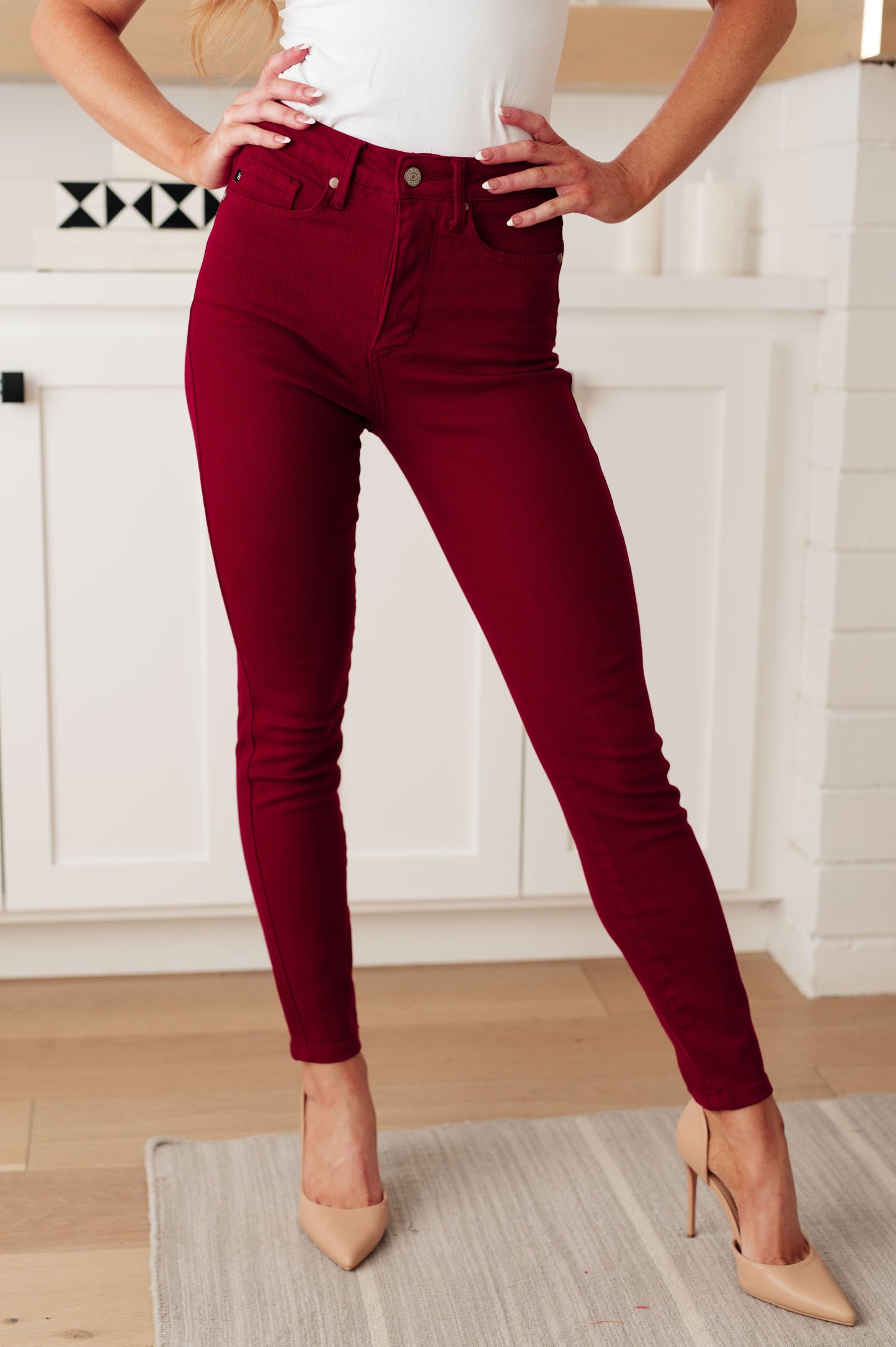 Judy Blue High Rise Control Top Skinny Jeans Scarlet