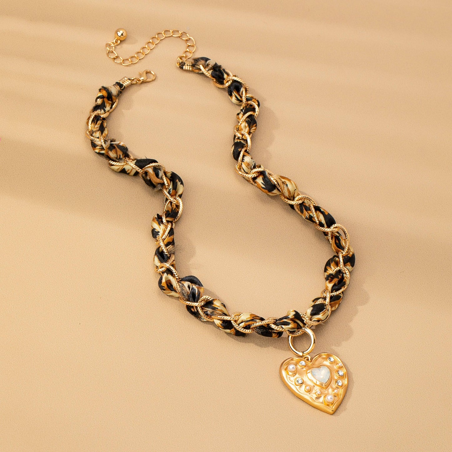 DOUBLE CORD CHARM NECKLACE - HEART CROSS STONE | 80N92547