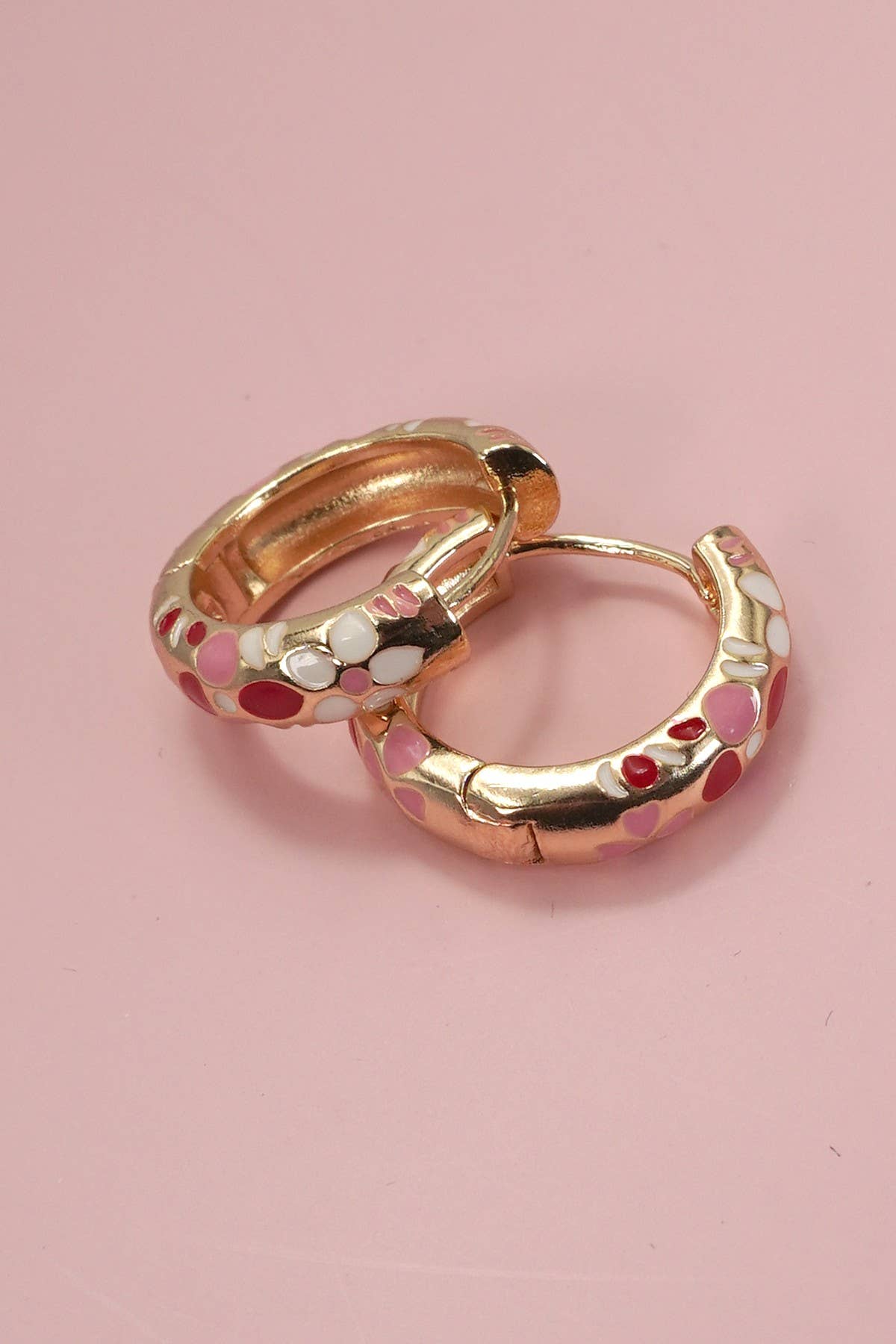 Colorful Enamel Flower Huggie Hoop Earrings | Gold Plated Trendy Floral Huggies