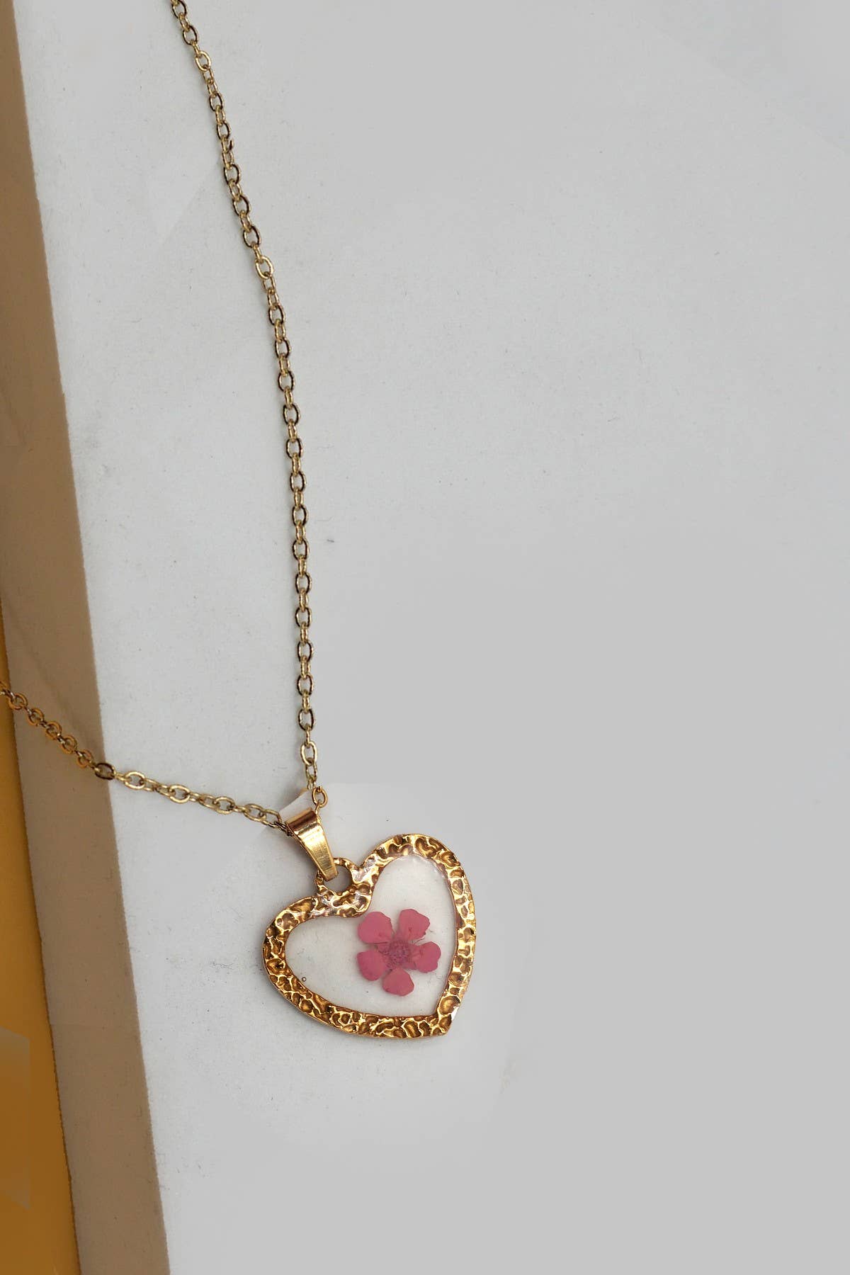 18K Gold Stainless Steel Pressed Flower Necklace | Tarnish Free Floral Pendant Necklace