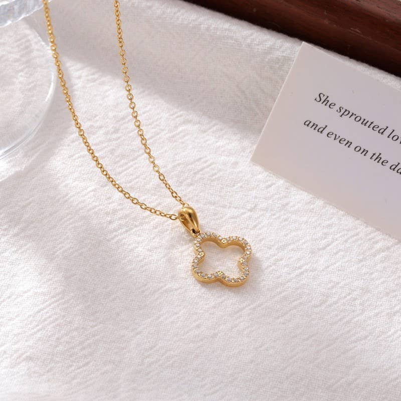 18K STAINLESS STEEL TARNISH FREE CLOVER NECKLACE