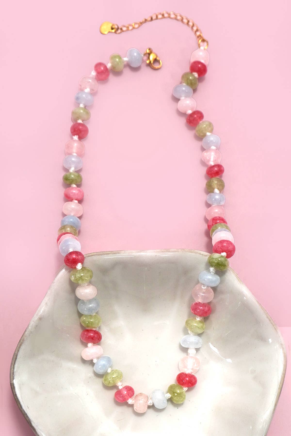Natural Stone Semi-Precious Glass Mixed Necklace