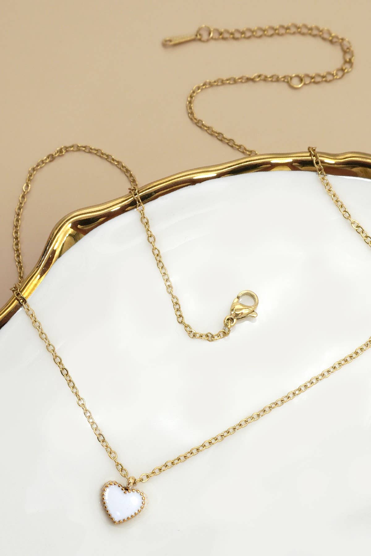 18K Stainless Steel Tarnish Free Heart Necklace