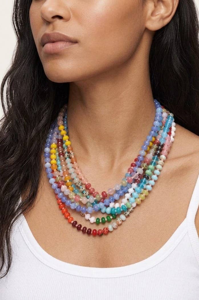 Natural Stone Semi-Precious Glass Mixed Necklace