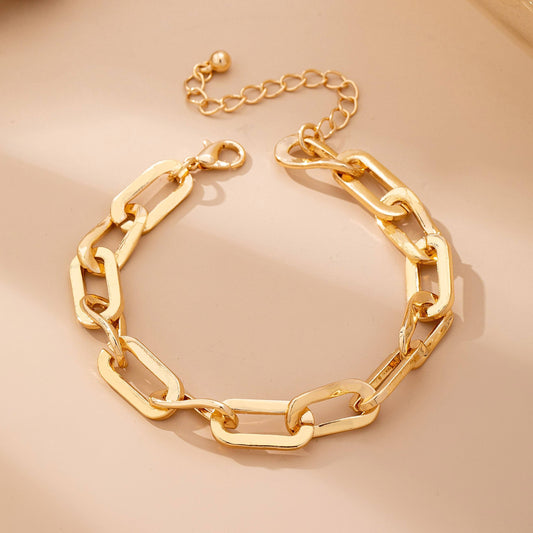 Gold Plated Chunky Link Bracelet | Bold Interlocking Chain Stackable Bracelet