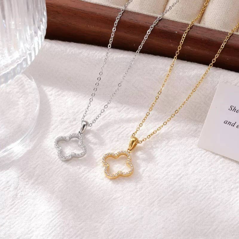 18K STAINLESS STEEL TARNISH FREE CLOVER NECKLACE