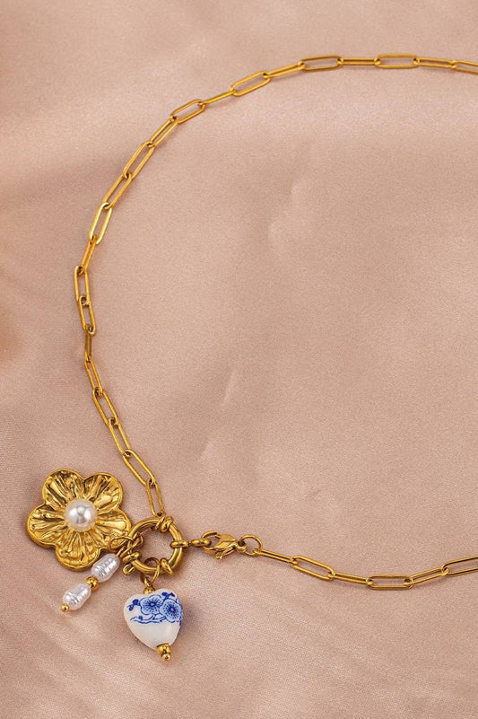 18K STAINLESS STEEL TARNISH FREE FLOWER NECKLACE