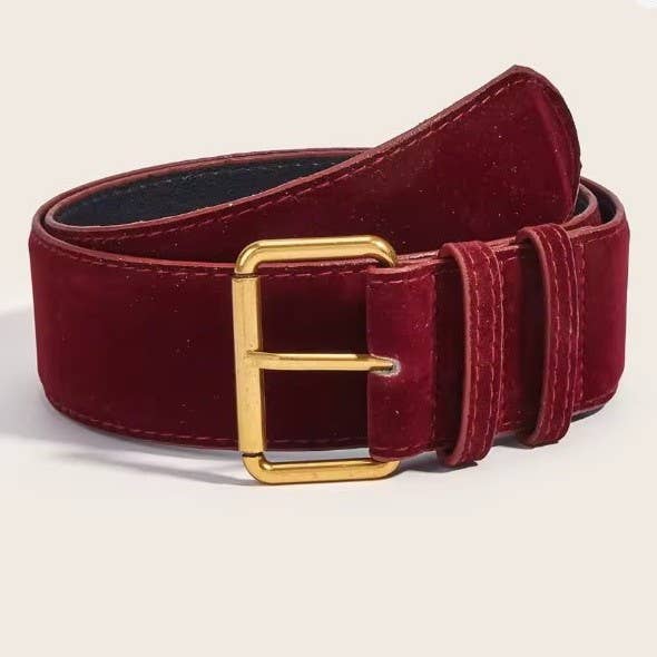 Vintage Inspired Belt with Gold Buckle | Classic Faux Leather Waist Belt