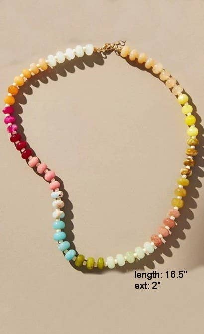 Natural Stone Semi-Precious Glass Mixed Necklace